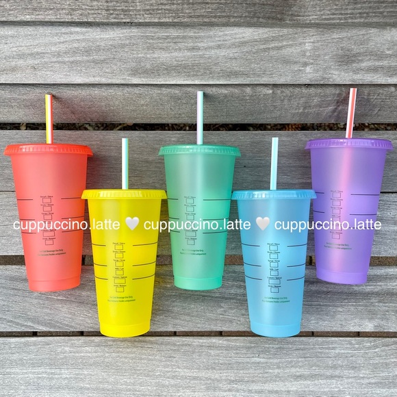 🌈NEW SET✏️Starbucks 2022 Back to School Rainbow Cold Cups & Emoji Hot Cups - Picture 5 of 14